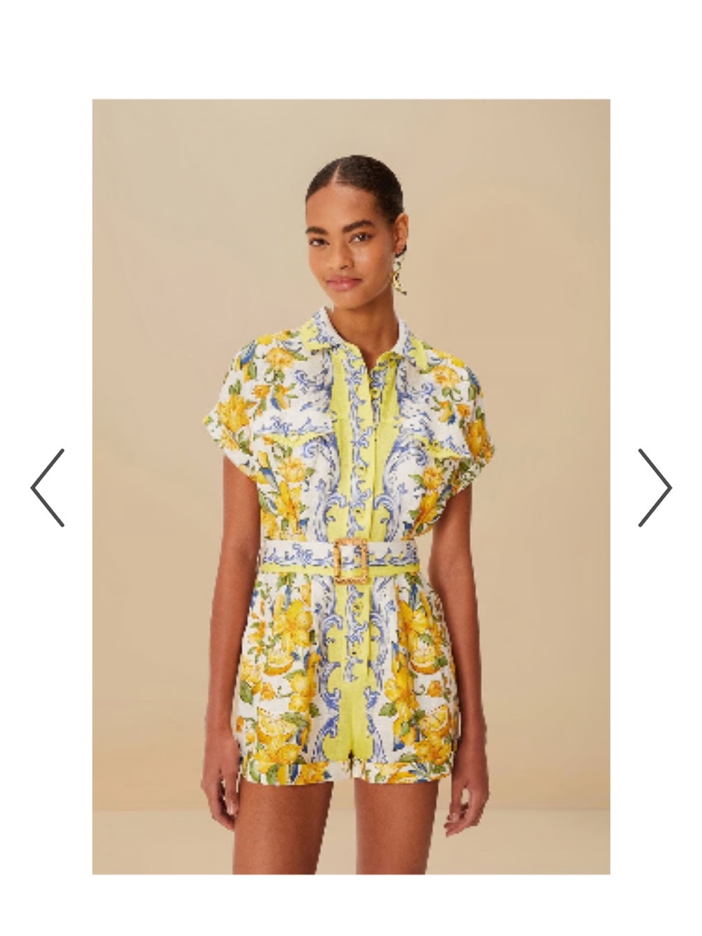 $210 FARM Rio Sicily Scarf romper size M current season Belted 100% Linen lotus - Picture 2 of 10